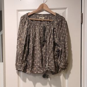 Ralph Lauren Floral Blouse in Brown and Cream